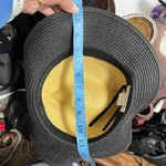 Permanent Vacation Two Tone Paper Woven Floppy Brim Hat One Size Black Photo 2