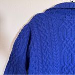 Aran Crafts Blue Merino Wool Cable Knit Cardigan Sweater Womens XS Ireland Photo 1