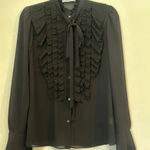 Bailey44 BAILEY / 44 Black Sheer Ruffle Long Sleeve Blouse Womens Small​ Photo 5
