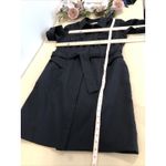 Sandra Darren  Dress 16 Navy Blue Pinstripes Button Closure Collared Short Sleeve Photo 11