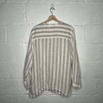 Antibes Blanc Women’s Tan White Linen Roll Tab Sleeve Popover Tunic Top 2X Photo 2