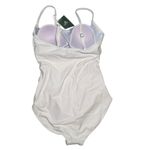 E.Menie White ruched spaghetti strap one piece build in bra swimsuit medium Photo 1