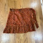 Urban Outfitters ‎ Mini Skirt Small Brown Rust Heart Print Ruffled Wrap Boho Photo 1