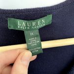Lauren Ralph Lauren navy blue zip up sweater 3/4 sleeves knit women's 1X cotton Size XL Photo 2