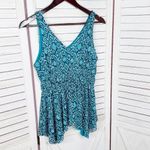 Michael Kors Michael Printed Mesh Peplum Tank Top Turquoise Blue XS Photo 7