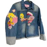 Vintage JH Designs Tweety Bird Denim Embroidered Jacket Women’s Heavy Sz12/14 Blue Size L Photo 1