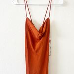 ASTR The Label Gaia Orange Rust Cowl Neck Satin Midi Slip Dress Sz M Revolve Photo 4