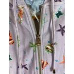 Hill House The Allie Zip Up Sea Creatures Terry Cloth Hoodie Size Small Purple Photo 7