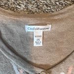 Croft & Barrow  Women Cardigan Sweater 2X Tan Argyle Long Sleeve Cotton Button Up Photo 1