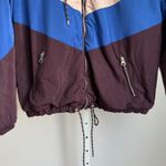 Bershka  Color Block Chevron Jacket Faux Fur Hood Size M Women's Photo 2