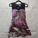 Fire Los Angeles  Dress XS Sleeveless Mini Dress Purple Black Mesh‎ Panel Top Photo 6