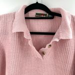 Outback Red Vintage Chunky Oversized Cable Knit Pink Pastel Sweater with Polo Collar Size XS Photo 2