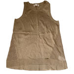 Michael Kors Metallic Knit Tank Top Gold Sparkle Sheer Mesh Women's Size M Photo 0