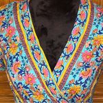 Princess Polly  V-Neck Floral Print Ruffle Wrap Mini Dress Blue‎ Bohemian Size 2 Photo 10