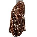 Lavish  Gold V-Neck Sequin Chain Blouse Size Large Photo 2