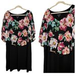 Connected Apparel NWT  Alyssa Floral Black Pink Spring Cape Ladies Dress SZ 20W Photo 1