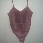 Free People NWT  Dusty Pink Rose Button up lace bodysuit Photo 4