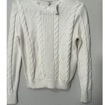 J.Crew NEW Cable-Knit Hearts Crewneck Sweater Women White Small Preppy Capsule Photo 8
