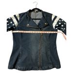 Women’s Blue Jean Jacket with Star Patterns Size M Photo 5
