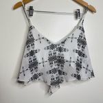 Ali & Kris  Aztec Print Crop Top Size Medium White Black Sheer Layer Geometric Photo 2