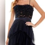 City Studios Navy blue Velvet Cutout Mini Tulle Bottom Cocktail Prom Dress Size 3 Thin Straps Photo 0