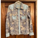 Love The Label floral chambray button down shirt large Blue Photo 1