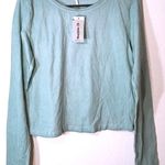 Buckle Distressed Blue Long Sleeve Crop Top NWT Photo 0