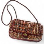 Patricia Nash  Lorenza Flap Burgundy Tweed Leather Crossbody Bag Purse Shoulder Photo 0