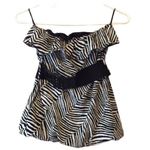 NWT Zebra Print Tube Top S animal print sm club belted festival ruffle vacation Black Photo 0