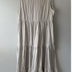 Petal and Pup  Women's Tan White Striped V-Neck Sleeveless Tiered Midi Dress Size 8 Photo 7