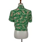 Anthropologie  Chloe Oliver Top Medium Green Silk‎ Button Down Luxe Photo 3