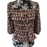 Open Edit  Striped Blouse Balloon Sleeve Boat Neck Lightweight ￼ Photo 0