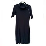 Calvin Klein asymetrical zipper high neck sweater dress, black, pull on Photo 3