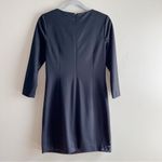 Tahari Pleated Front Long Sleeve Shift Mini Dress in Black, Size 4 Photo 6