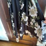 EVER NEW | Black Floral Print Wrap Dress Ruffle Sleeve Ruffle Neck | Size 12 Photo 3