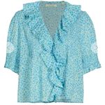 Doen Henri Ruffle Top Blue Daisy Fields Print Organic Cotton XLarge NEW‎ Size XL Photo 1