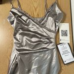 Emerald Sundae B40 New Womens  Elegant Silver Satiny Silky Lined Dress size Small Photo 3