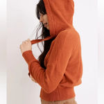 Madewell Clairview Hoodie Sweater Crop Sporty Short Textured Vintage Orange XXS Photo 1