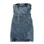 Retrofête Retrofete Megh Strapless pleated Denim Mini Dress Marble Sky Button Front XS Photo 6