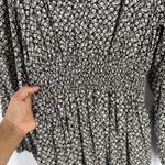 Gap Maxi Dress Womens Large Brown Floral Smocked Waist Ruffle Puff Sleeve V-Neck Photo 8