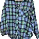 Aerie SMALL ✨button down Blue and Green Plaid Shirt great condition Photo 0