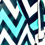 Rue 21 Teal White & Black Chevron Stripes Short Sleeve V Neck Size Small Sheer Photo 9