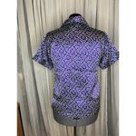 blouse satin geometric 1980s purple teal Photo 3