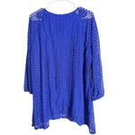 Covington  Woman 3X Royal Blue Crochet Lace Tunic Blouse Photo 5