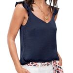 CAbi  Handi Cami Tank Top Ruffle Sleeve Navy Blue Size medium Photo 0
