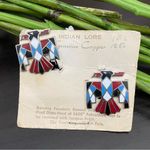 Indian Lore Genuine Copper Porcelain Enamel Inlaid Thunderbird Clip On Earrings Photo 7