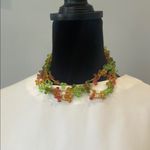 Multicolor Beaded Necklace vintage green & orange Photo 4