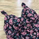 Lands' End  Swim Top Tankini Womens Black Paisley Underwire Built in Bra Size 18W Photo 3