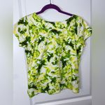 Jones New York Petite Medium 100% Cotton Natural Fiber Yellow Green Print Top Photo 1