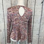 LC Lauren Conrad LAUREN CONRAD Distressed Berry Colored Floral Print Long Sleeve Knit Top- XS Photo 2